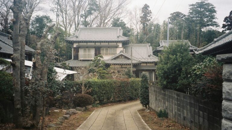 traditional japanese homes with sloping tops 