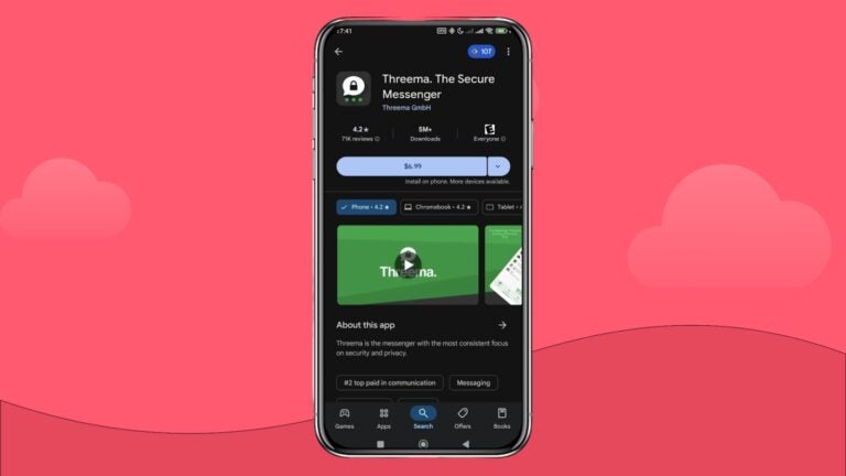 Threema on the Google Play Store including pricing details