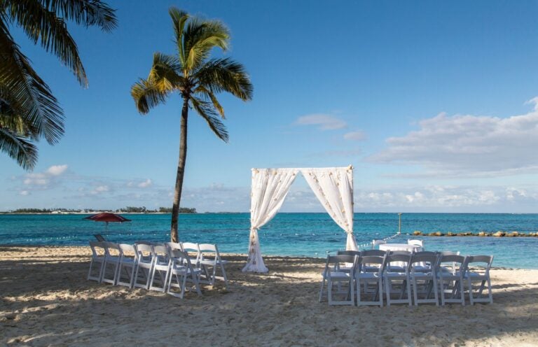 The wedding setting at Cable Beach, Nassau, Bahamas

