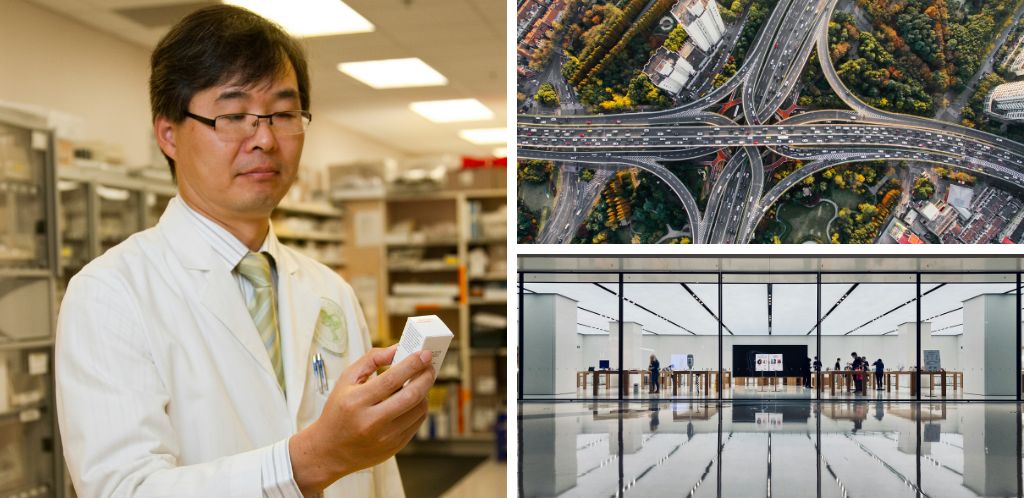 Chinese doctor, Shanghai traffic and Shanghai airport.