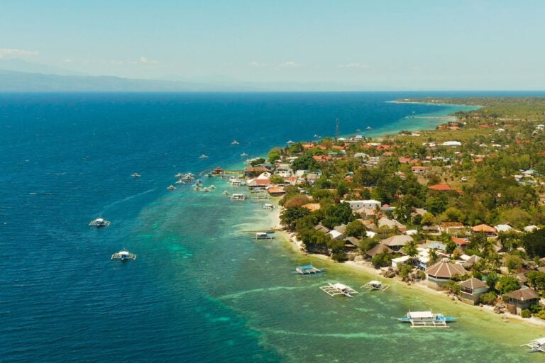 Aerial view of the shoreline and island of Cebu.