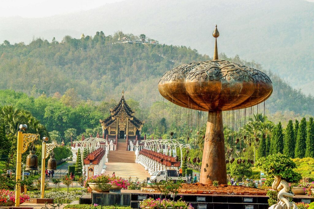 Royal Pavilion and the surrounding gardens in Chiang Mai.