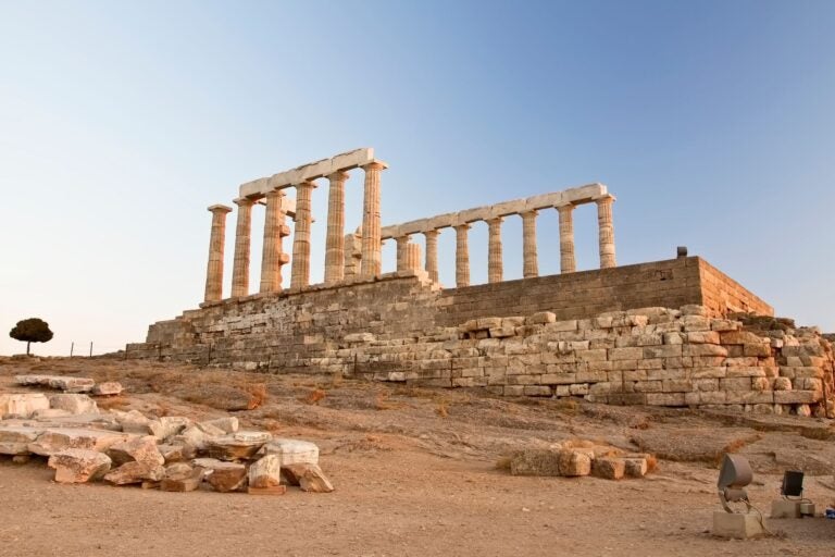 The temple of Poseidon at Sounion, Greece.