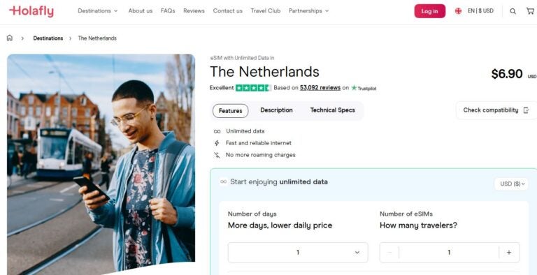 eSIM with unlimited data in The Netherlands.