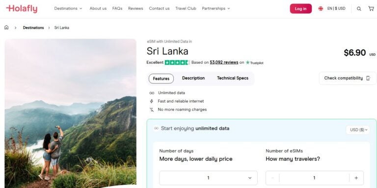 eSIM with unlimited data in Sri Lanka.