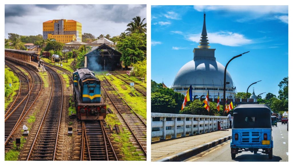 Trains and buses if Sri Lanka.