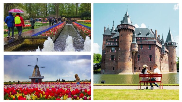 Windmill and castles in the Netherlands.