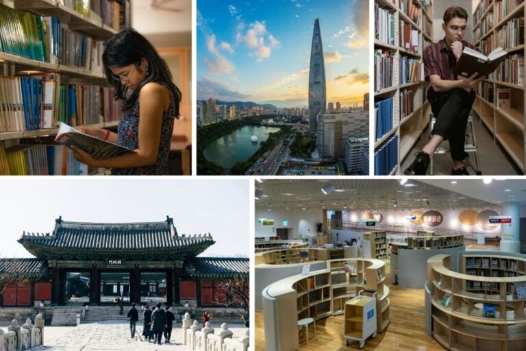 Scholarship students in South Korea.