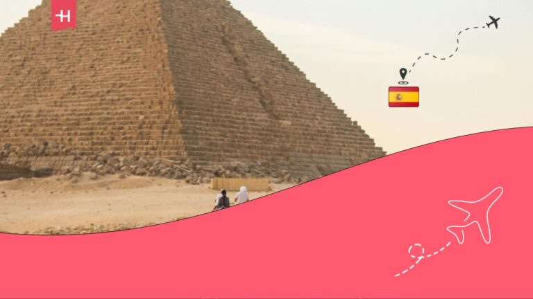 Pyramid of Egypt and people on camel