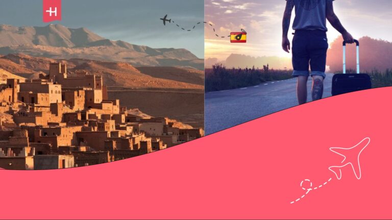 City of Morocco and man with a suitcase