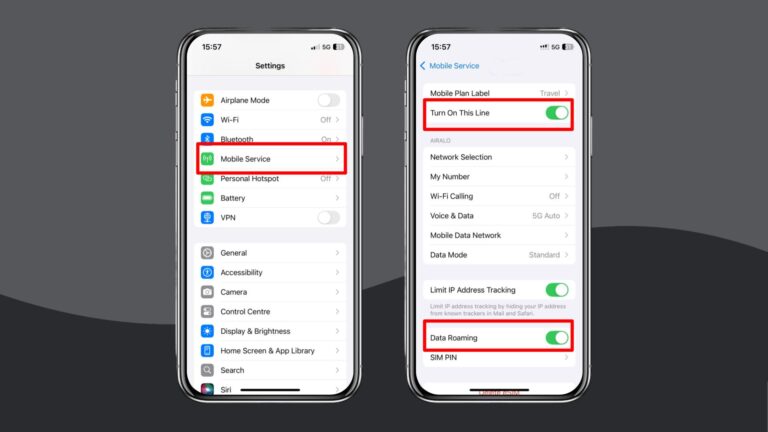 Turn on data roaming on iPhone