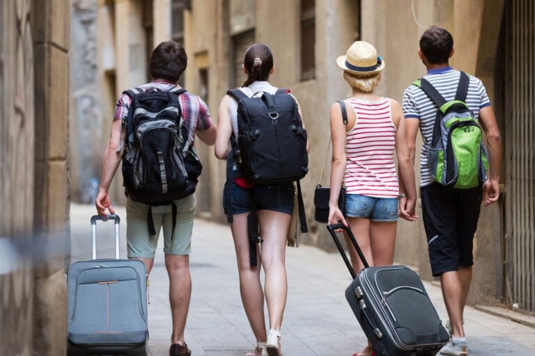 A group of friends going to a festival