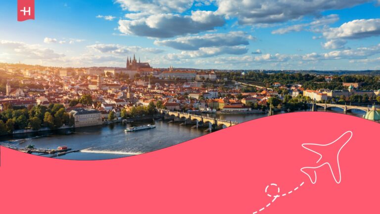 Aerial view of the city of Prague during the day.