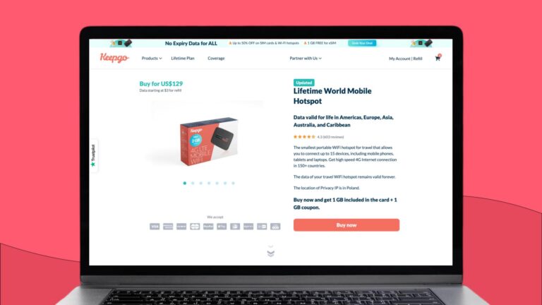 Keepgo Lifetime World Mobile Hotspot product page