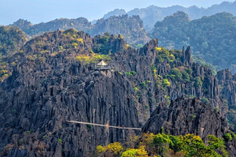 Aerial view of the mountains of Luang Prabang