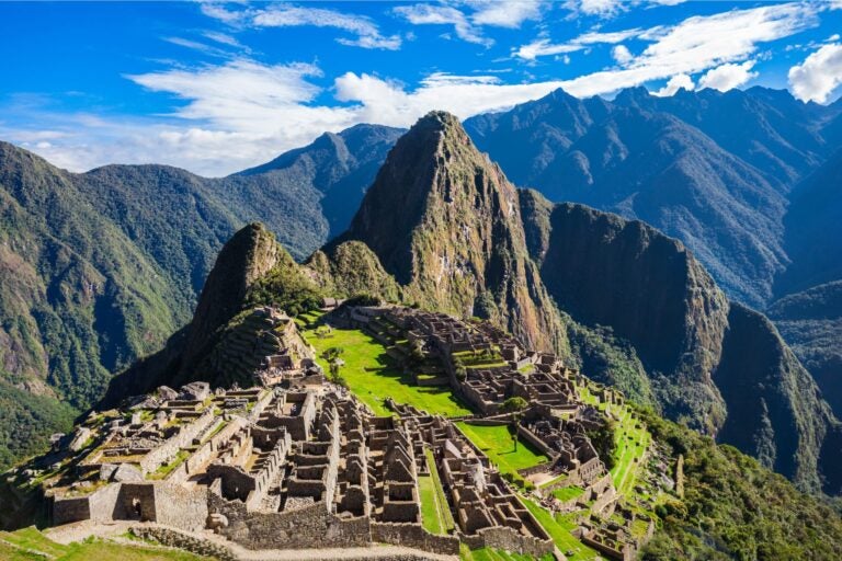 Machu Picchu, Peru, and the surrounding mountains.