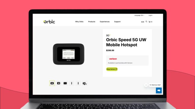 Orbic Speed 5G UW product page