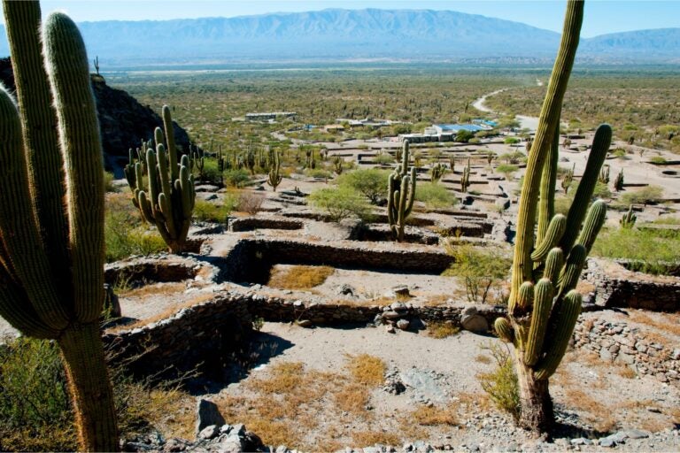 The Quilmes Ruins, Argentina and surrounding landscape.