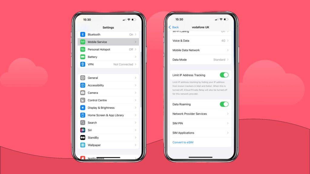 instructions on how to turn on data roaming on iphone
