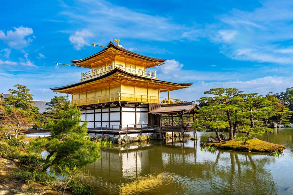 Kinkaku-ji Temple, the Golden Pavilion, surrounded by ponds