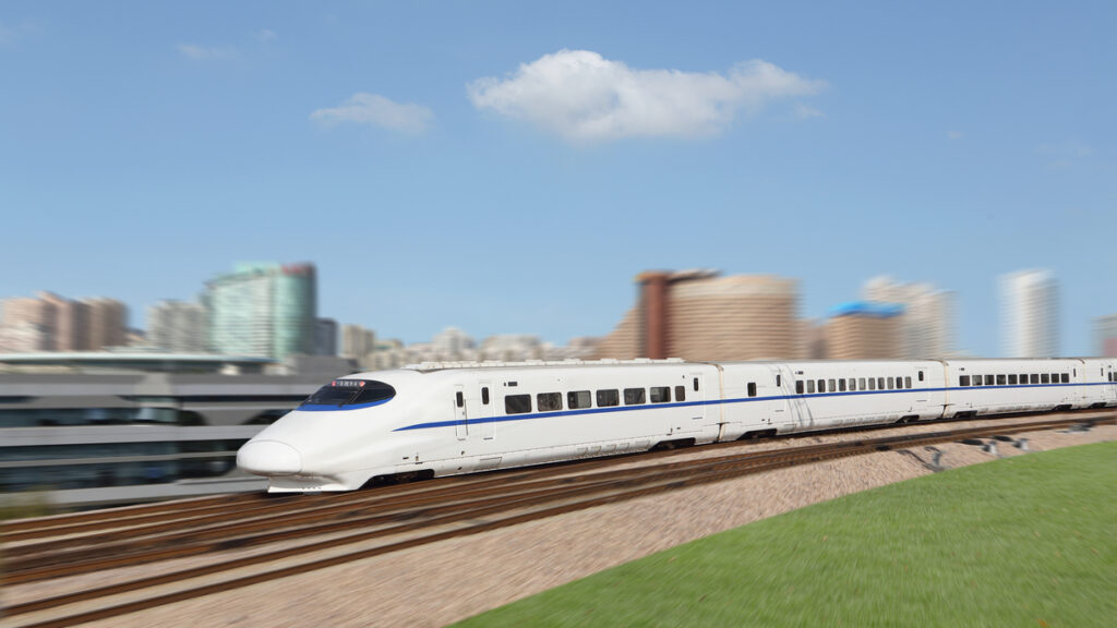high-speed white bullet train