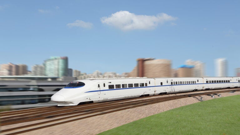 high-speed white bullet train
