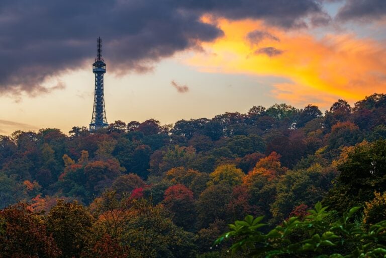 the view of Petřín Lookout Tower
