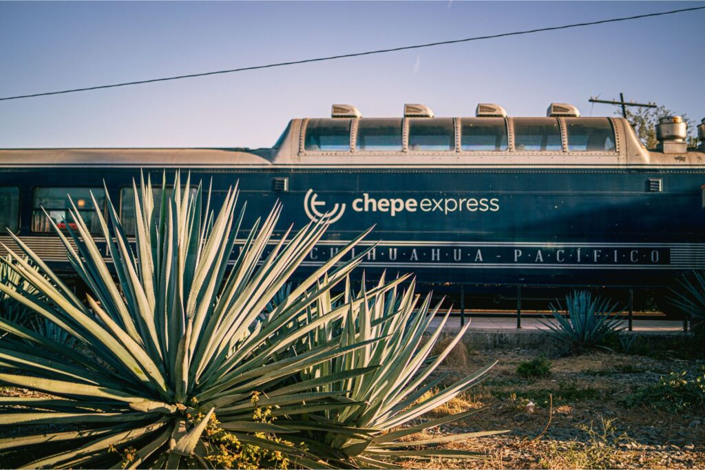Side view of the Chepe Express train, one of the most iconic forms of transportation in mexico