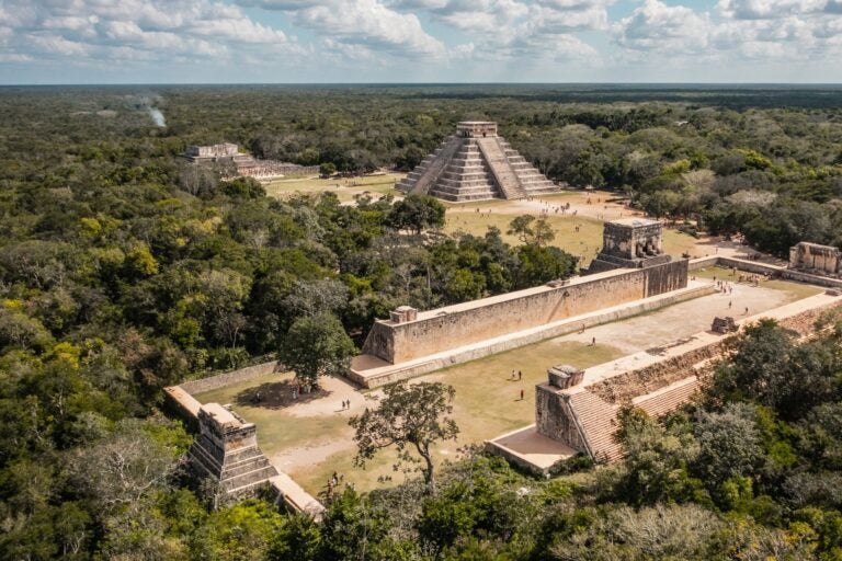 Aerial view of the ancient site of Chichen Itza, Mexico.