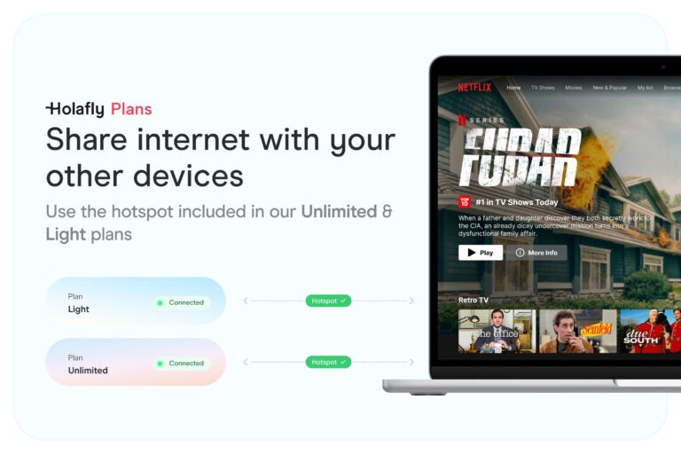 Holalfy Plans as a hotspot. Share internet with other devices.