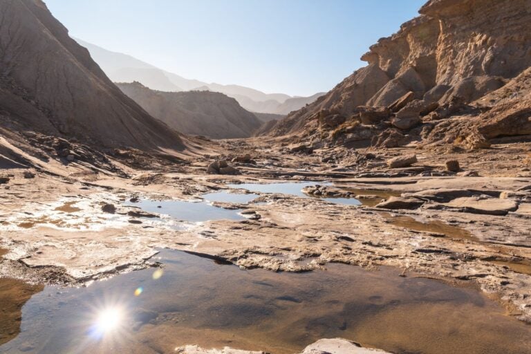 The Tabernas Desert in Andalusia, Spain on a sunny day.