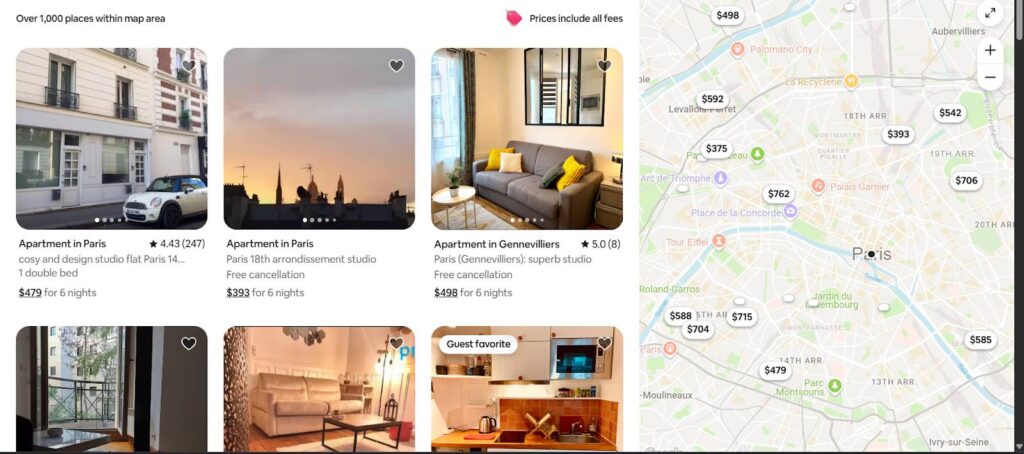 Paris booking options with Airbnb
