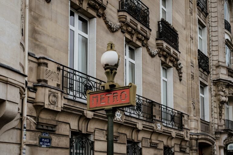 Metro signal in a street in paris