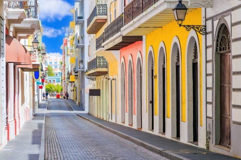 old san juan cobblestone streets during a sunny day