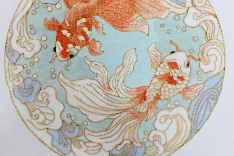 Close-up of the Chinese craft Cloisonné.