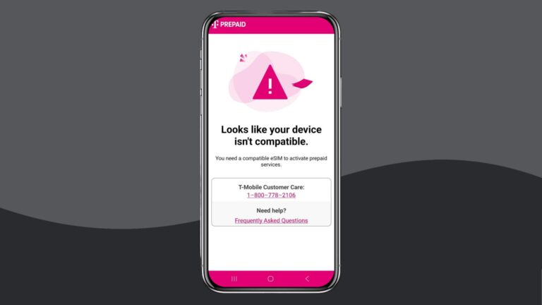 Notification when device is not ESIM-compatible.