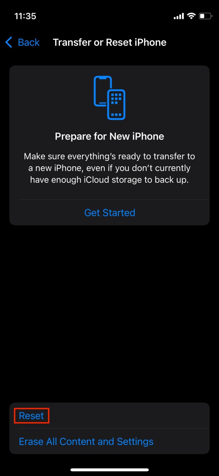 Steps to rest network settings on iPhone
