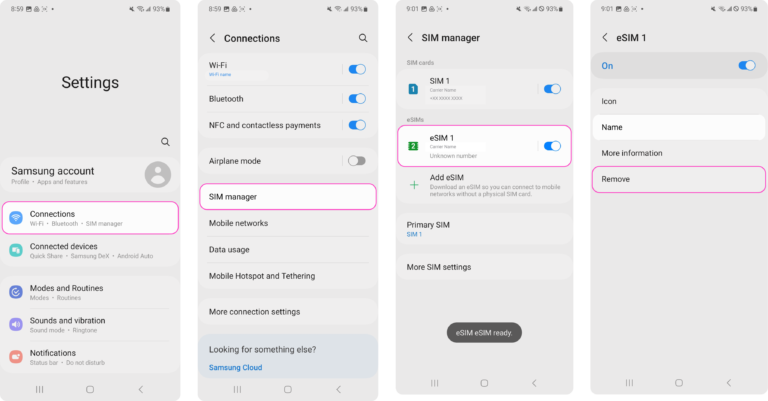 Delete a Kolet eSIM on Android