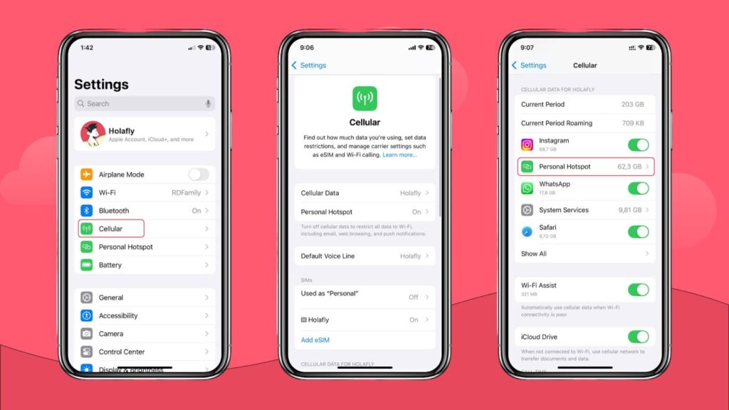 how to check hotspot data usage on ios