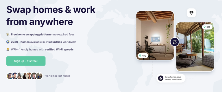 Home exchange, ideal for traveling abroad.