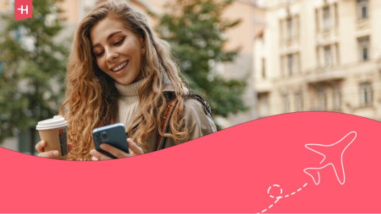 young woman using her vodafone uk roaming in the USA