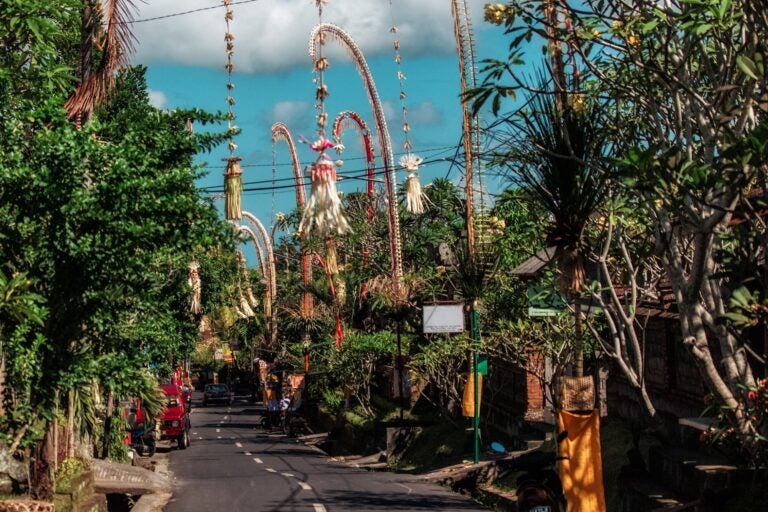 View of the street during Galungan holiday.
