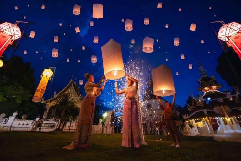 People holding lantern to release it