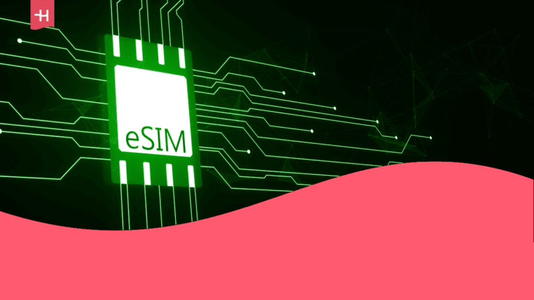 Esim chip card icon with circuit on dark backdrop as featured image for an article about the Motorola eSIM