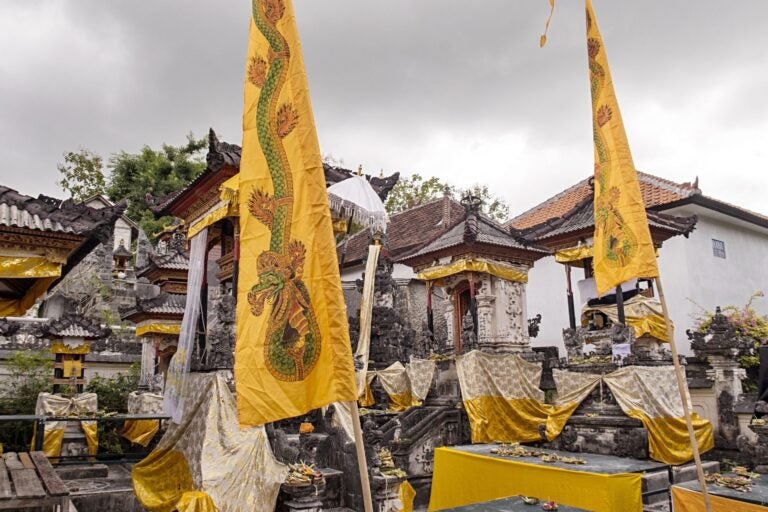 Festively decorated temple in Nusa Penida.
