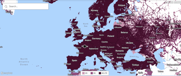 T-Mobile roaming coverage map in Europe