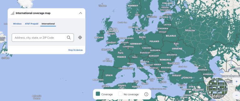 AT&T roaming coverage map