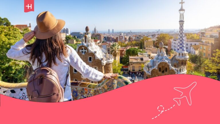 Girl admiring the city of Barcelona.