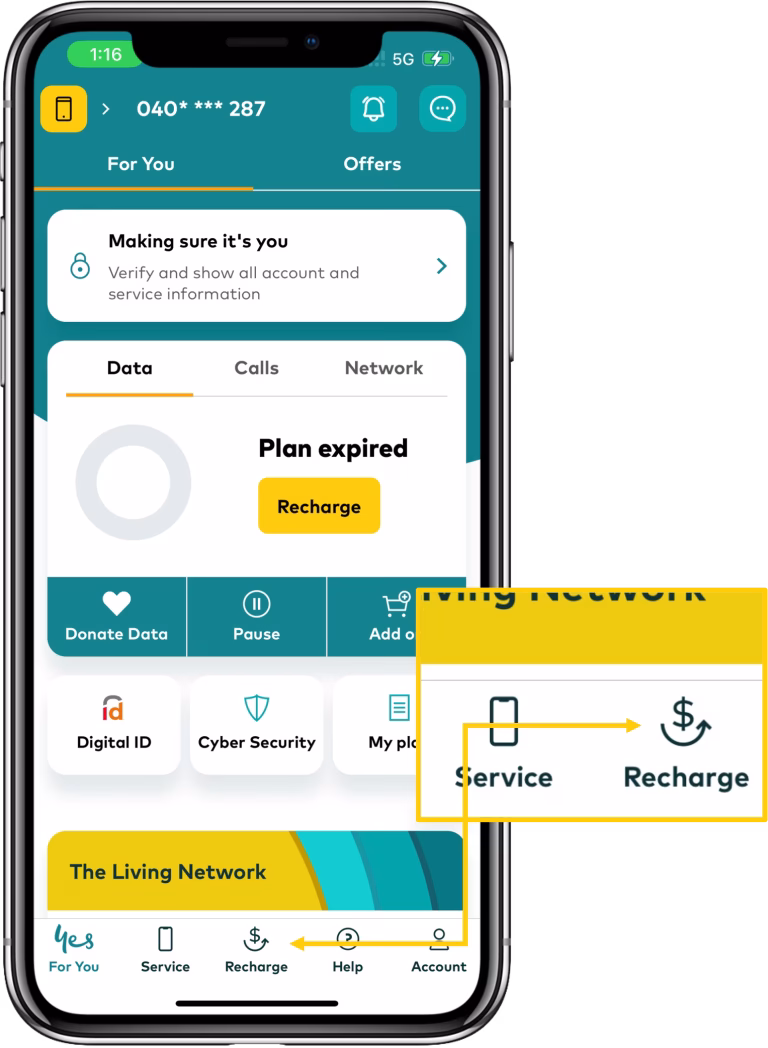 My Optus app for prepaid customers