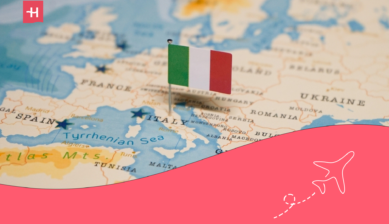 Italian flag on a map